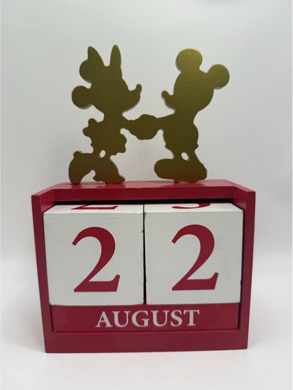 Disney Wood Block Calendar Gold Minnie and Mickey Mouse